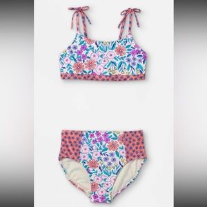 Cat & Jack girls floral high waist bikini set size XS 4/5